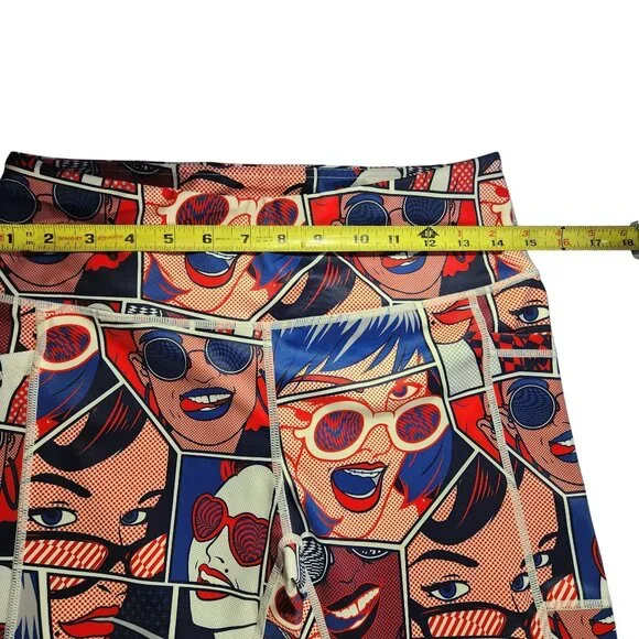CVG leggings Comic Print pop art Medium Capri workout pants fitness gym wear - Picture 3 of 4